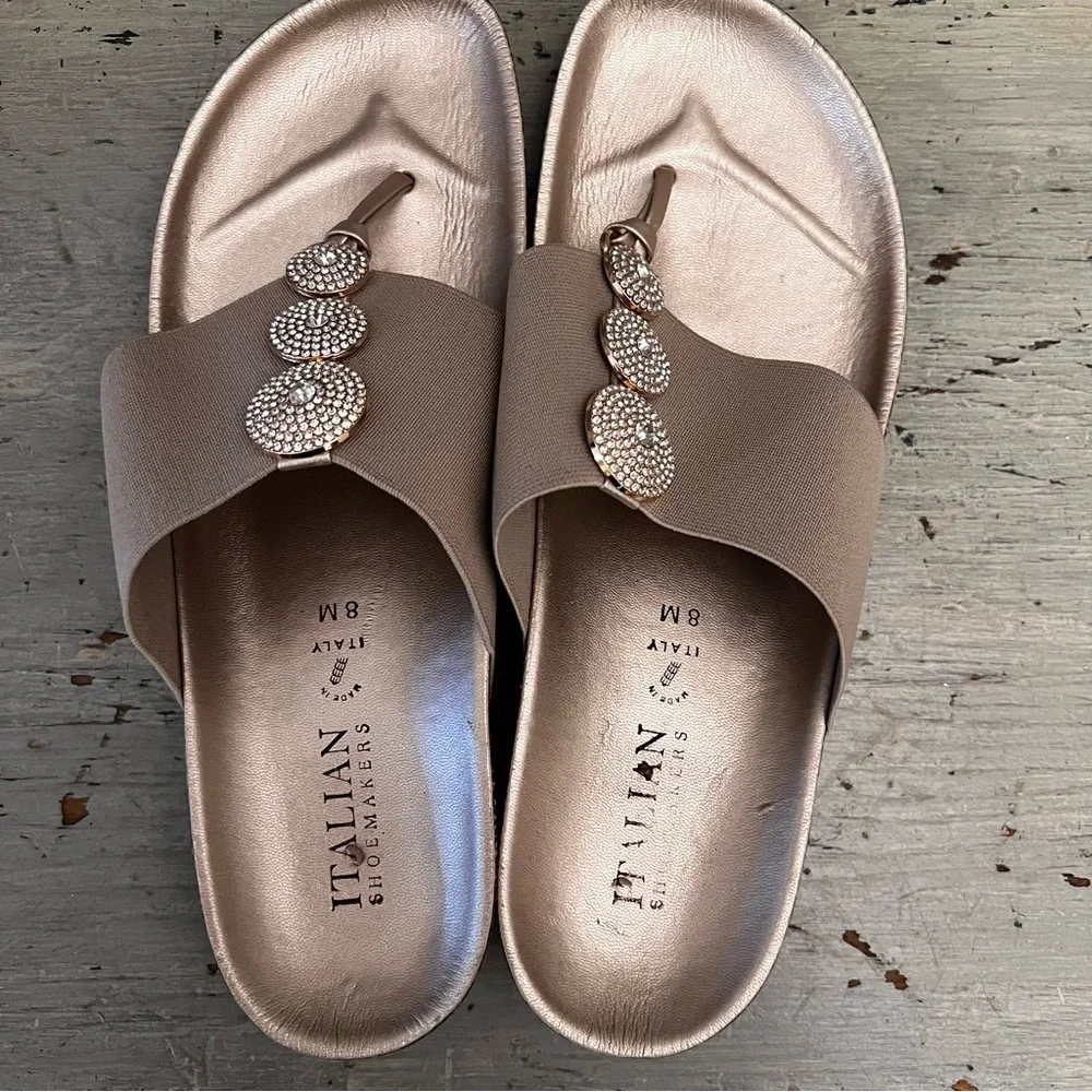 Italian Shoemakers Thong Cork Heel Sandals Size 8 Good Condition - Picture 5 of 9